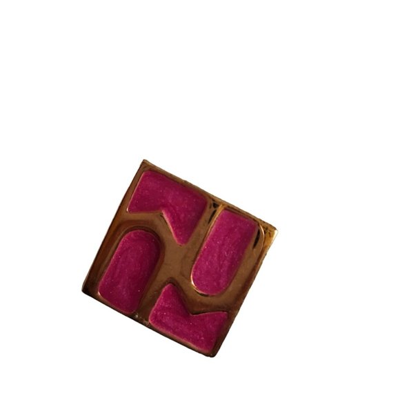 Vintage ALLISON REED Square Pink Gold Tone Shimmer PIERCED EARRINGS New - Picture 4 of 9